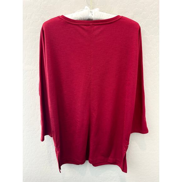 CHICO’S | Red Tunic Top Longline Dolman Sleeve Minimalist | Size 1 Medium - Picture 5 of 7